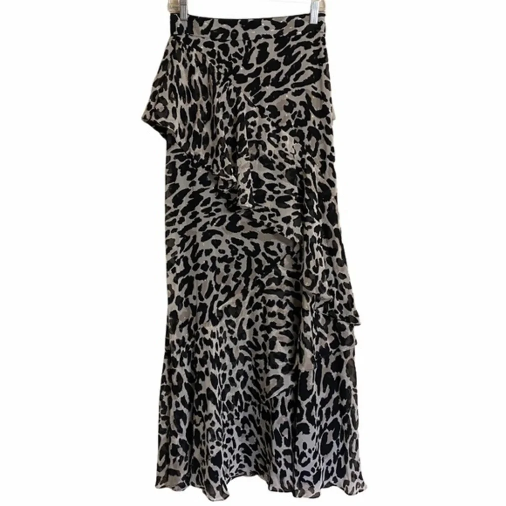 Eliza J Leopard Asymmetrical Skirt Size 4 NWT